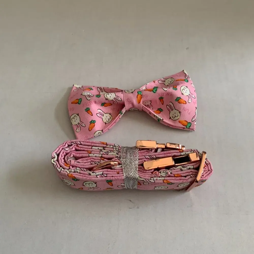 Unique Style Paws Adjustable Cotton Dog Collar With Bowtie Large Dog